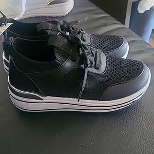 Black white silver platforms sneakers